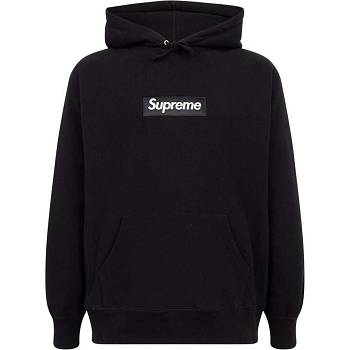 Black Supreme White Logo Hoodie | Supreme 130FM